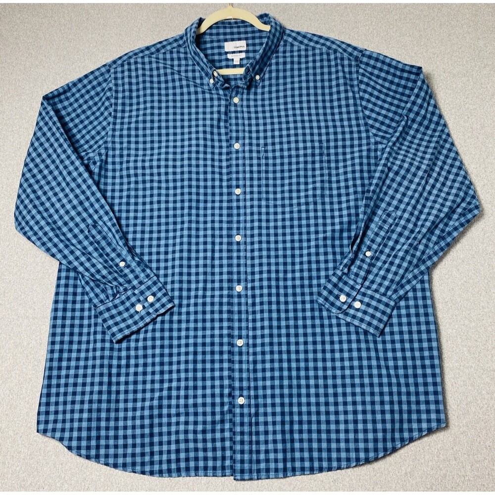 Sonoma Men's Big & Tall 2XB Blue Plaid Long Sleeve Button-Down Button-Up